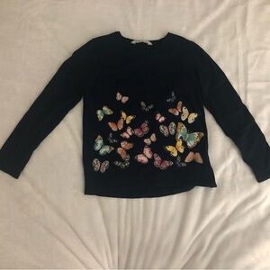 H&M long sleeved dark Navy blue 8-10 with butterflies on it